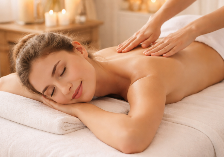 Ein Hotelgast entspannt im Spa-Hotel in Freiburg bei einer Massage